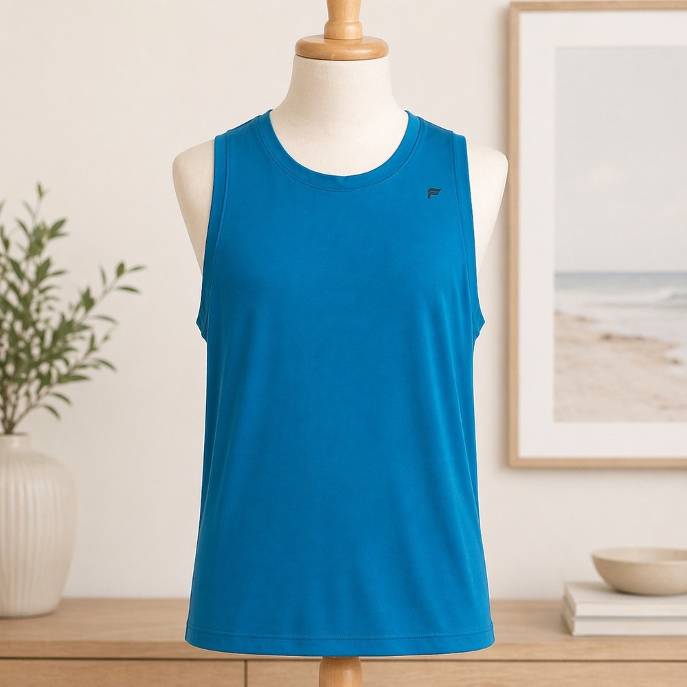 Fabletics Mens XL Teal Blue Sleeveless Training Tank Top Athletic Gym Shirt